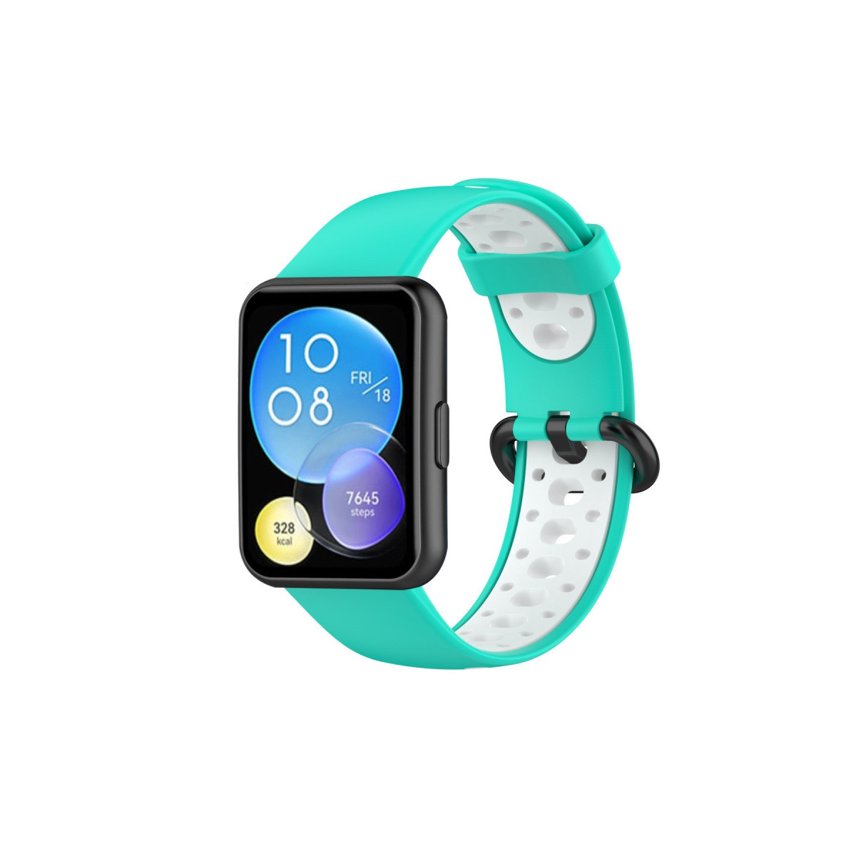 Newface Huawei Watch Fit 2 Spor Delikli Kordon - Turkuaz-Beyaz — görsel 5