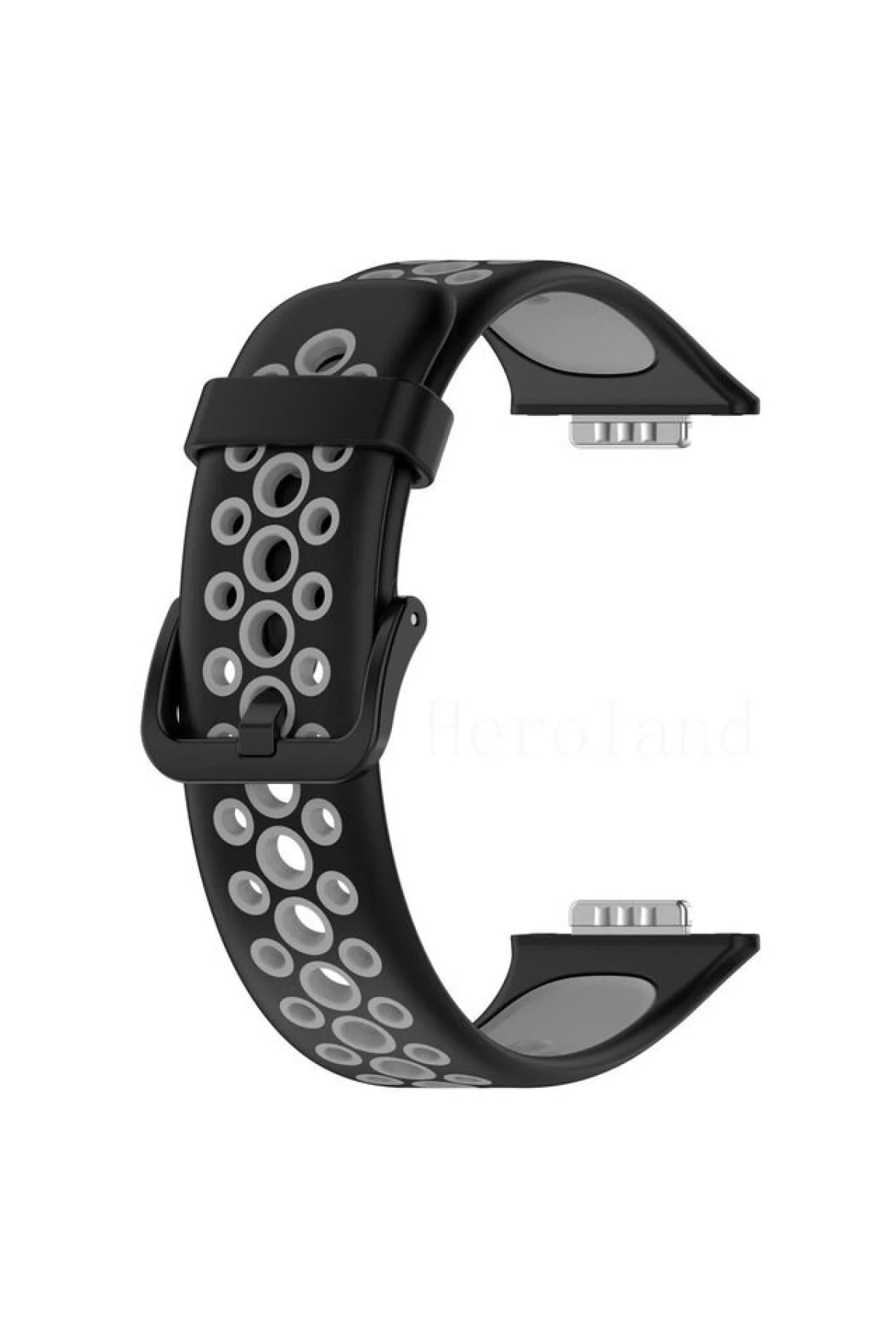 Newface Huawei Watch Fit 2 Spor Delikli Kordon - Siyah-Gri