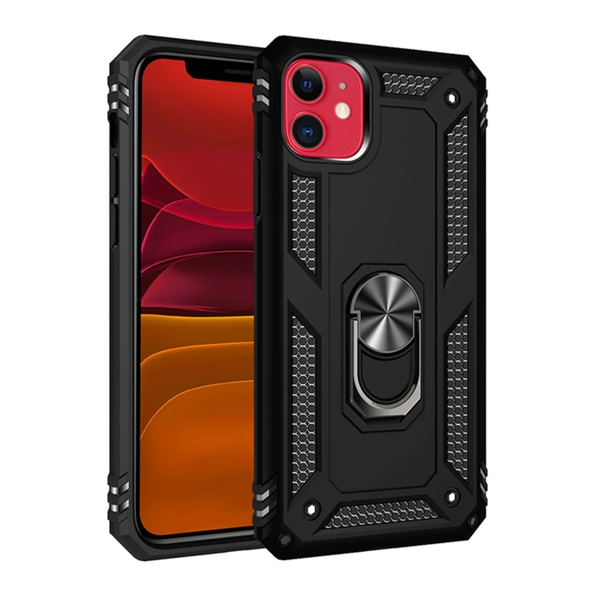 Newface Apple iPhone 11 Kılıf Sofya Yüzüklü Silikon Kapak - Siyah — görsel 2