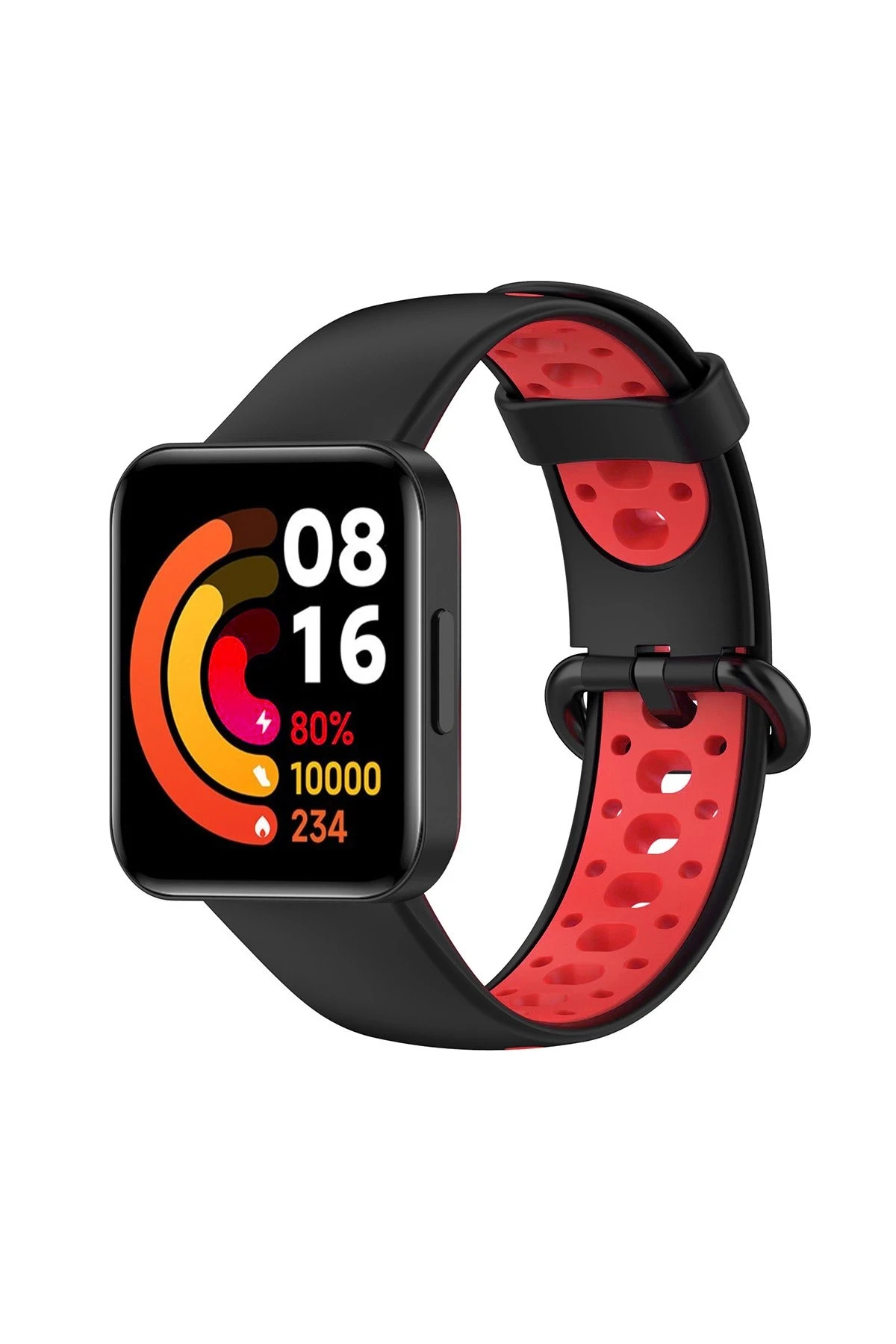Newface Xiaomi Redmi Watch 2 Spor Delikli Kordon - Siyah-Kırmızı