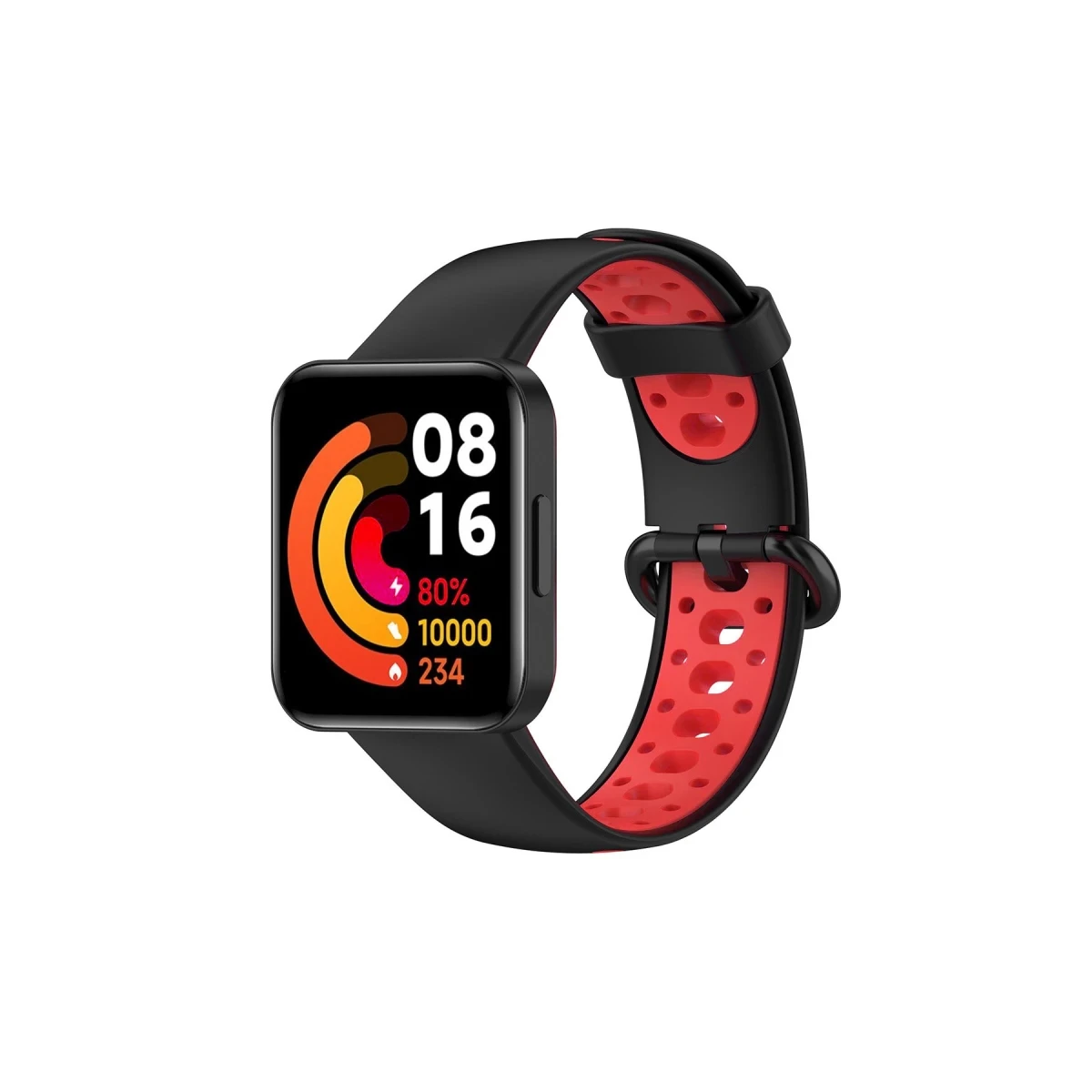 Newface Xiaomi Redmi Watch 2 Spor Delikli Kordon - Siyah-Kırmızı