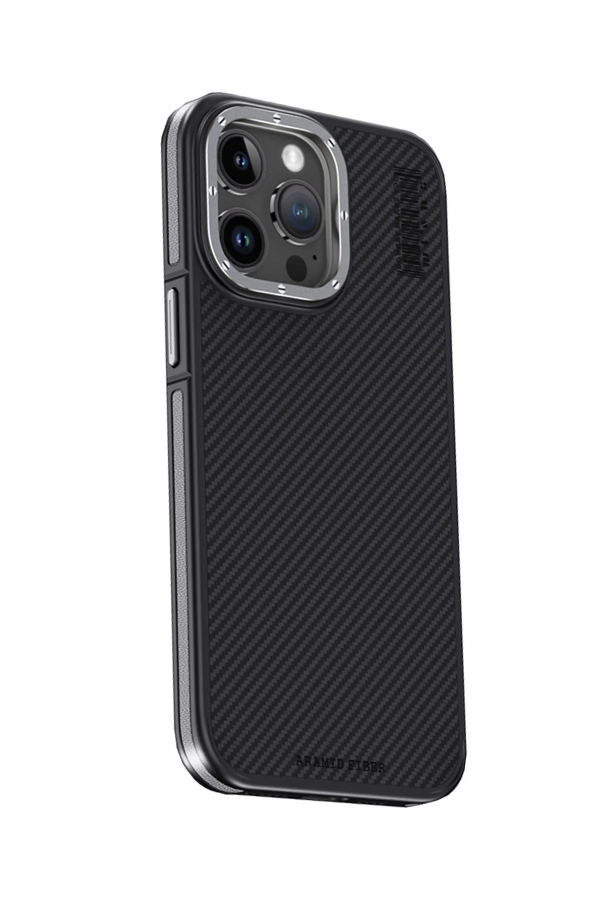 Joko Apple iPhone 15 Pro Kılıf Aramid 600D Kevlar Karbon Fiber Magsafe Kapak - Gri