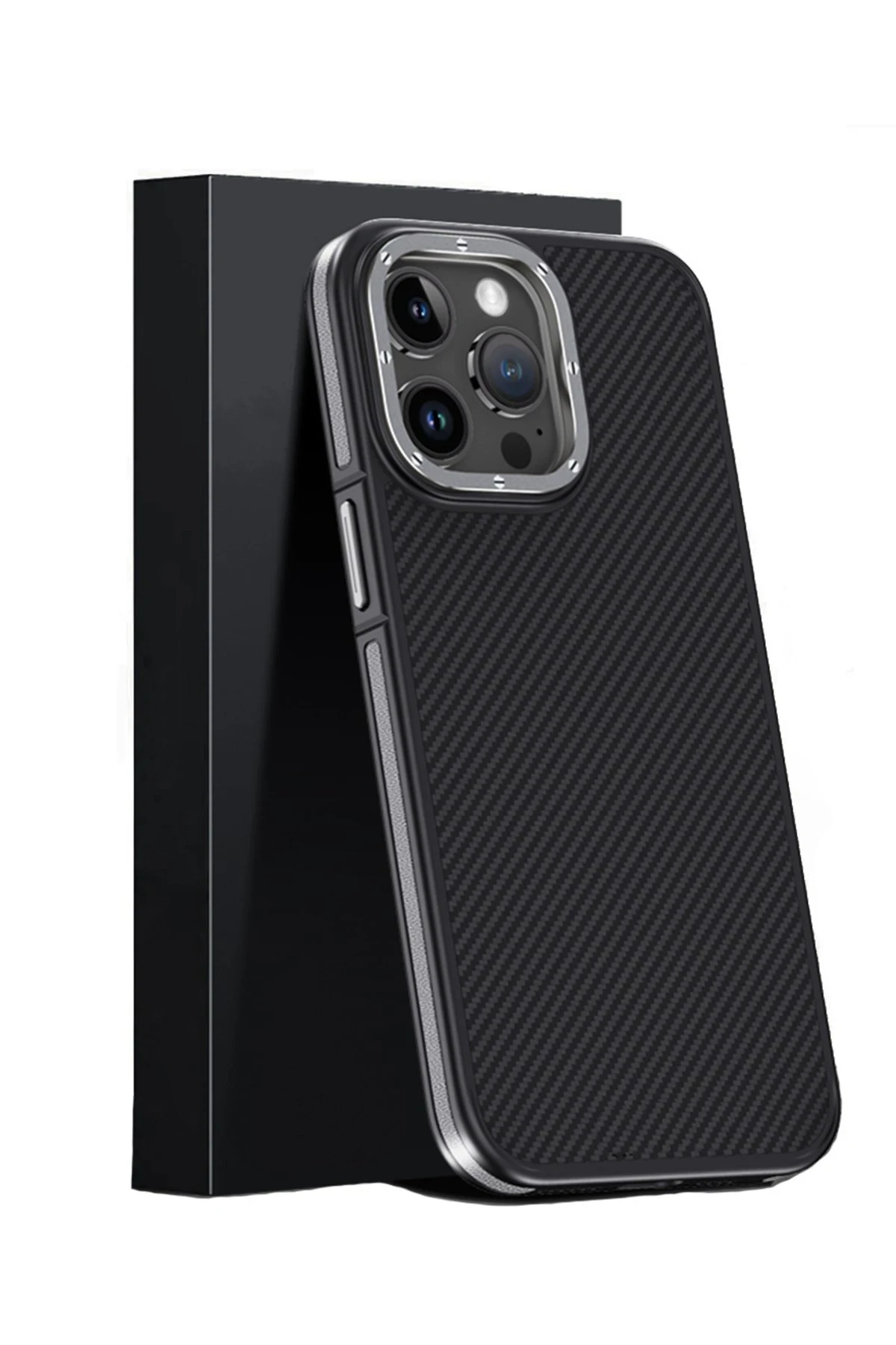 Joko Apple iPhone 15 Pro Kılıf Aramid 600D Kevlar Karbon Fiber Magsafe Kapak - Gri — görsel 2