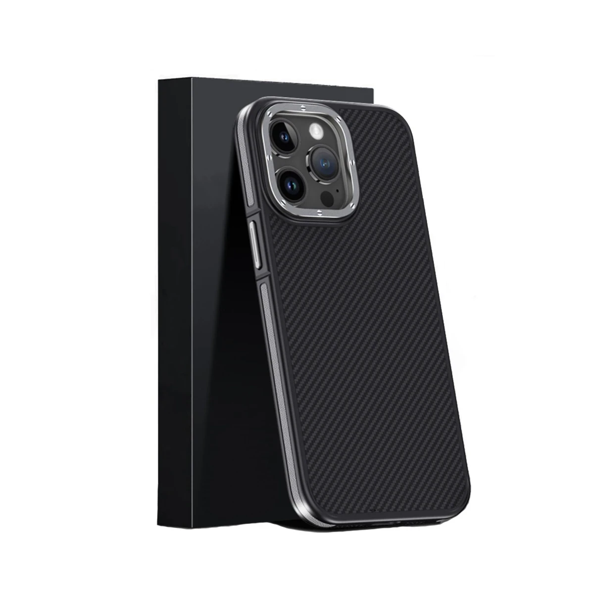 Joko Apple iPhone 15 Pro Kılıf Aramid 600D Kevlar Karbon Fiber Magsafe Kapak - Gri — görsel 7