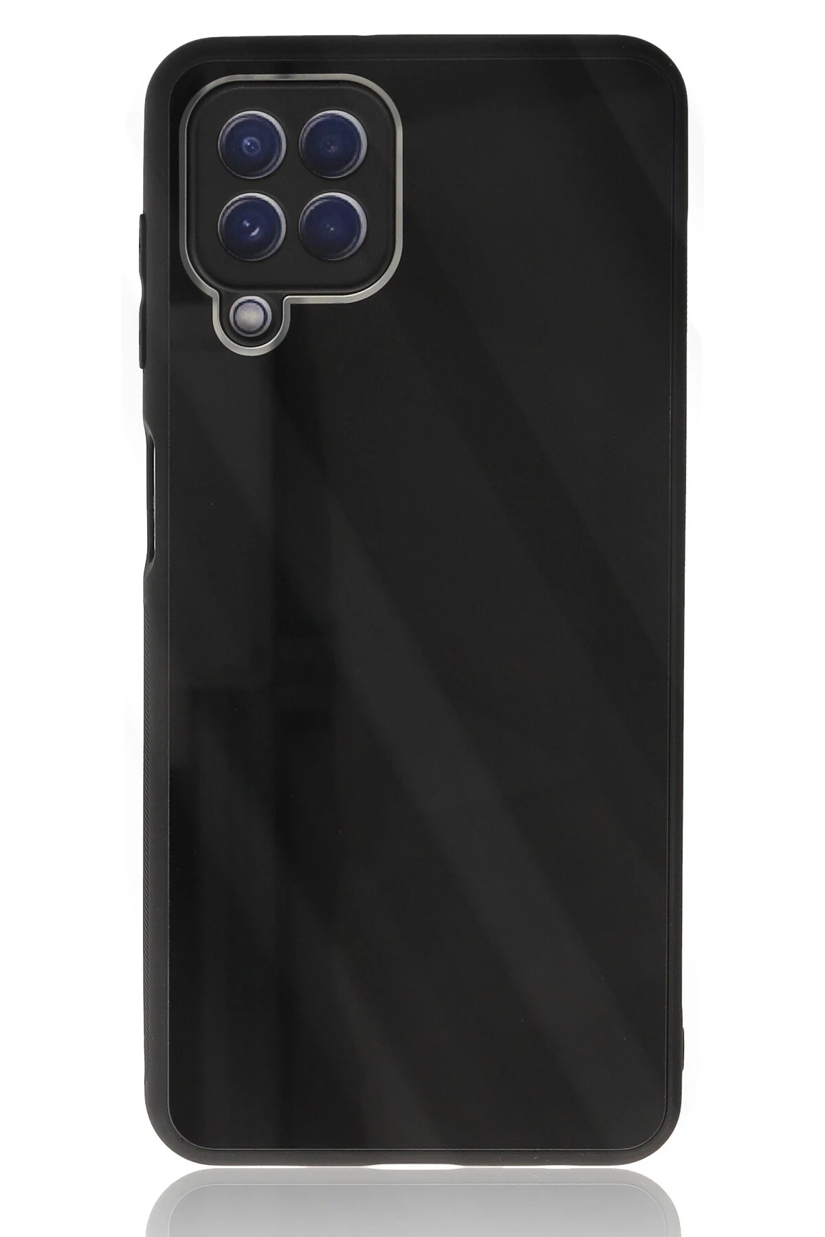 Newface Samsung Galaxy A22 Kılıf Glass Kapak - Siyah