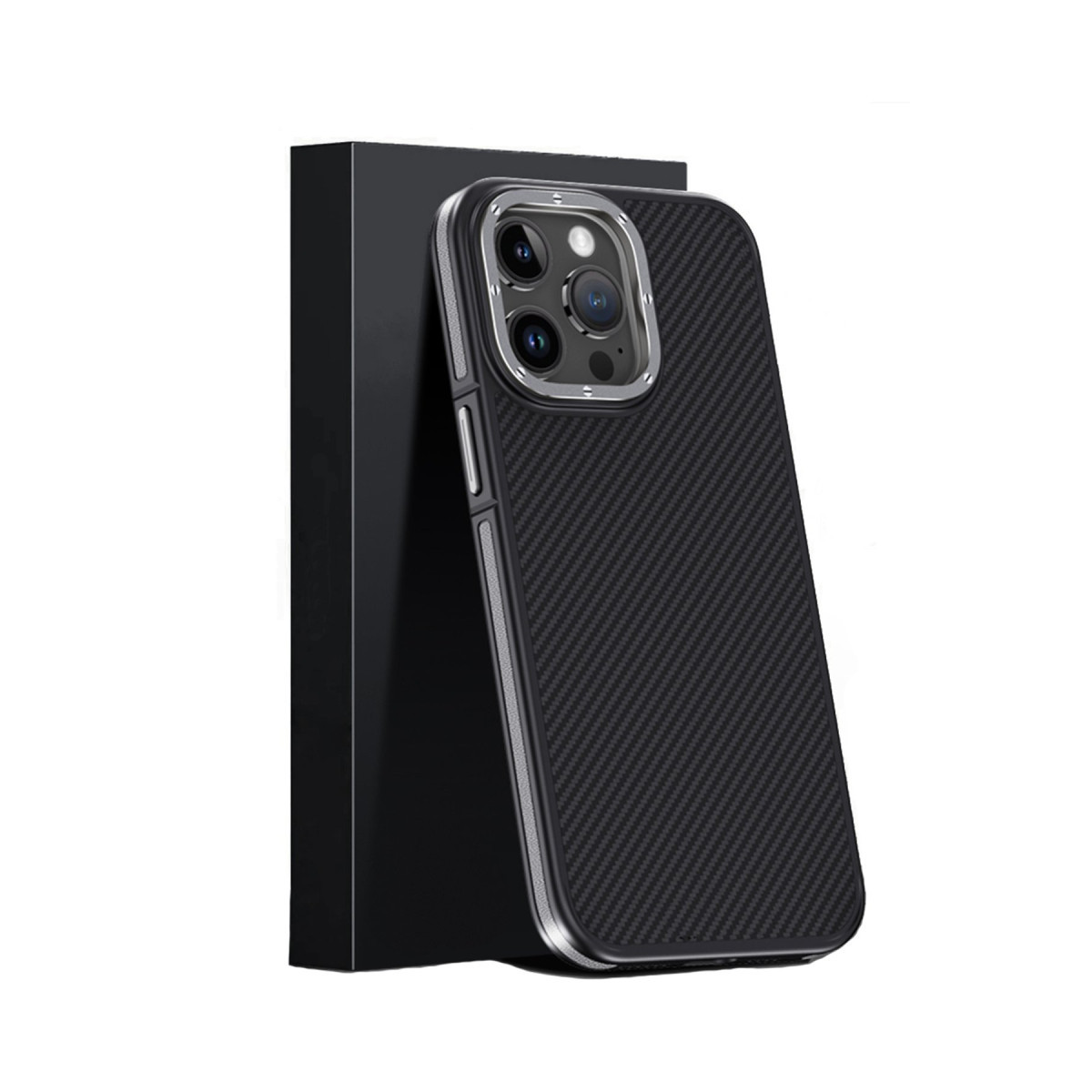 Joko Apple iPhone 15 Pro Max Kılıf Aramid 600D Kevlar Karbon Fiber Magsafe Kapak - Gri — görsel 12
