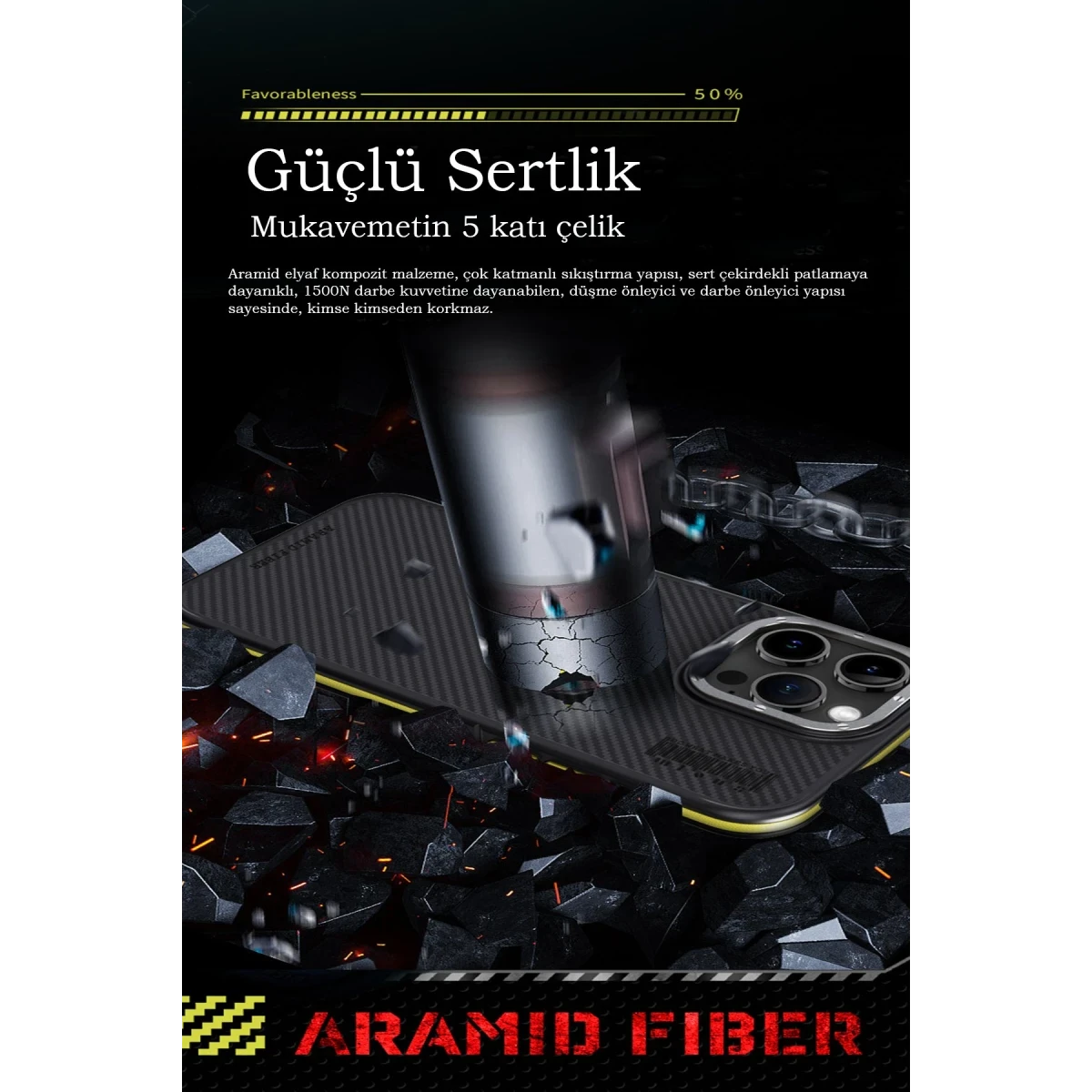 Joko Apple iPhone 15 Pro Max Kılıf Aramid 600D Kevlar Karbon Fiber Magsafe Kapak - Gri — görsel 8