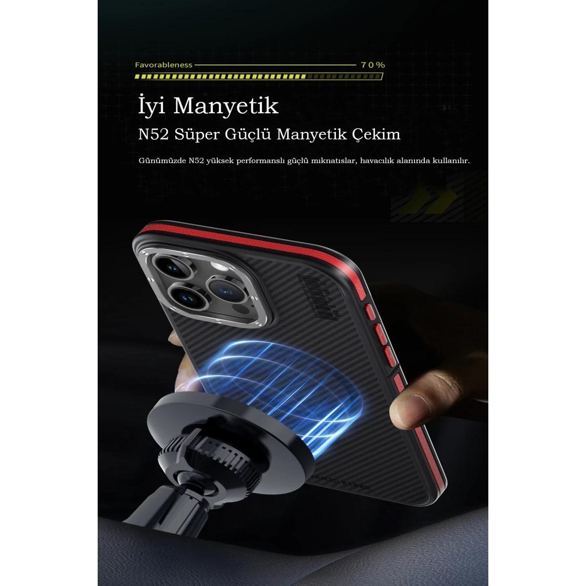 Joko Apple iPhone 15 Pro Max Kılıf Aramid 600D Kevlar Karbon Fiber Magsafe Kapak - Gri — görsel 10