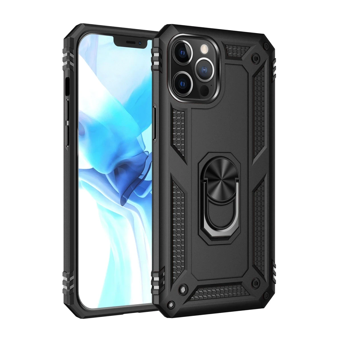 Newface Apple iPhone 12 Pro Max Kılıf Sofya Yüzüklü Silikon Kapak - Siyah — görsel 2