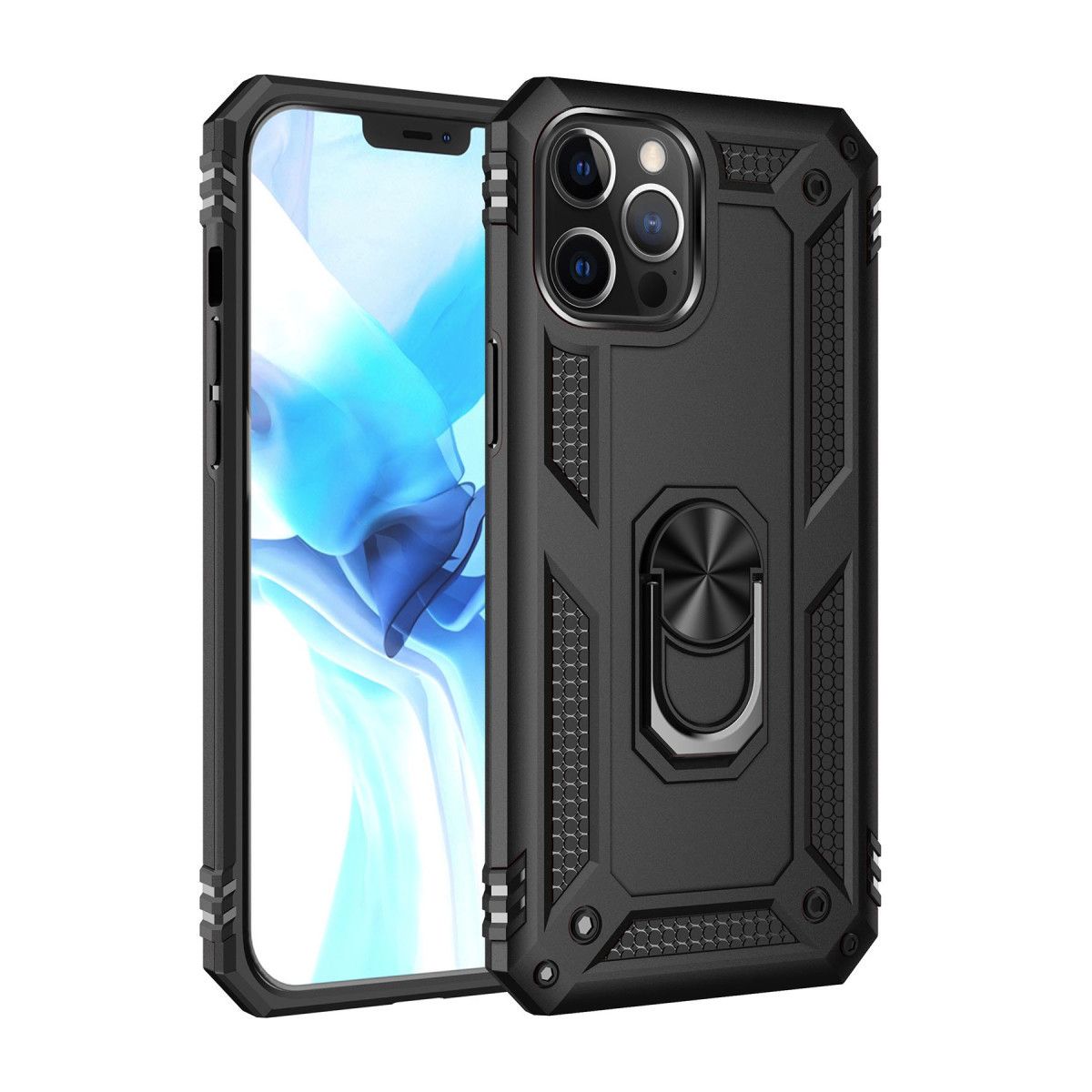 Newface Apple iPhone 12 Pro Max Kılıf Sofya Yüzüklü Silikon Kapak - Siyah — görsel 3