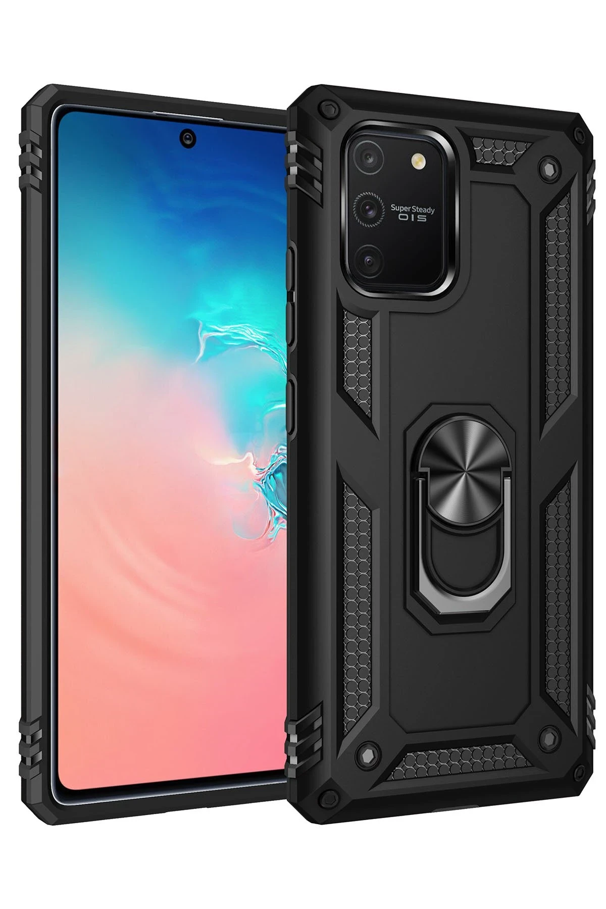 Newface Samsung Galaxy A81 / Note 10 Lite Kılıf Sofya Yüzüklü Silikon Kapak - Siyah