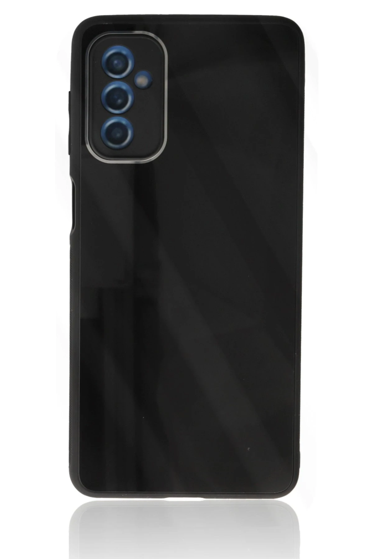 Newface Samsung Galaxy M52 5G Kılıf Glass Kapak - Siyah