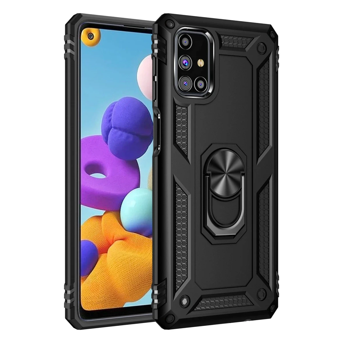 Newface Samsung Galaxy M31S Kılıf Sofya Yüzüklü Silikon Kapak - Siyah — görsel 2
