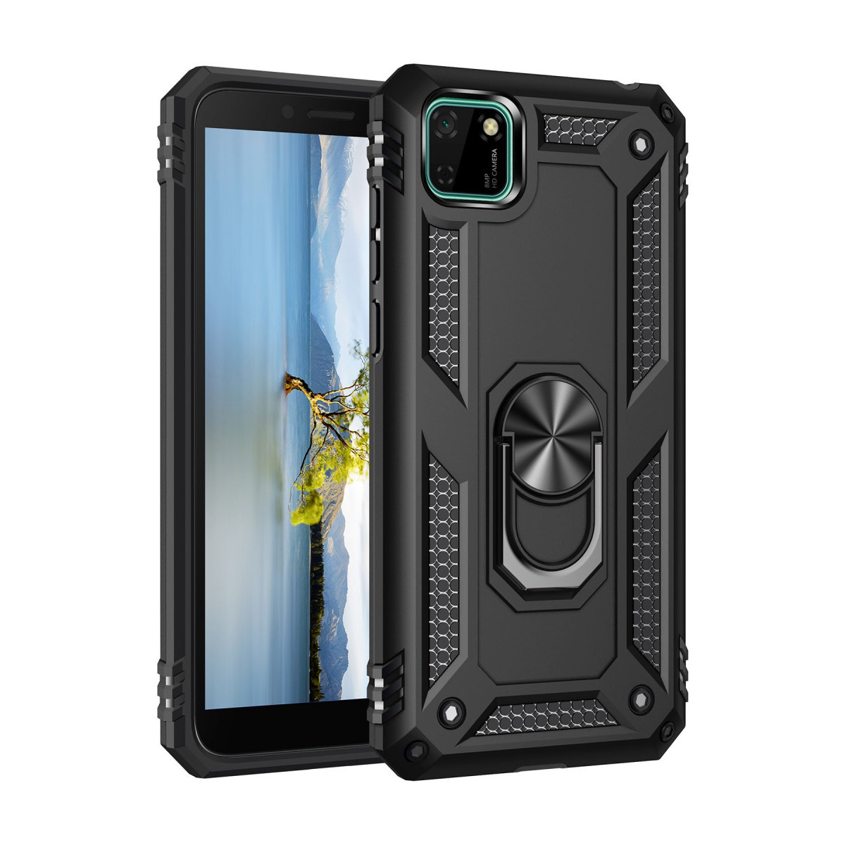 Newface Huawei Y5P Kılıf Sofya Yüzüklü Silikon Kapak - Siyah — görsel 3