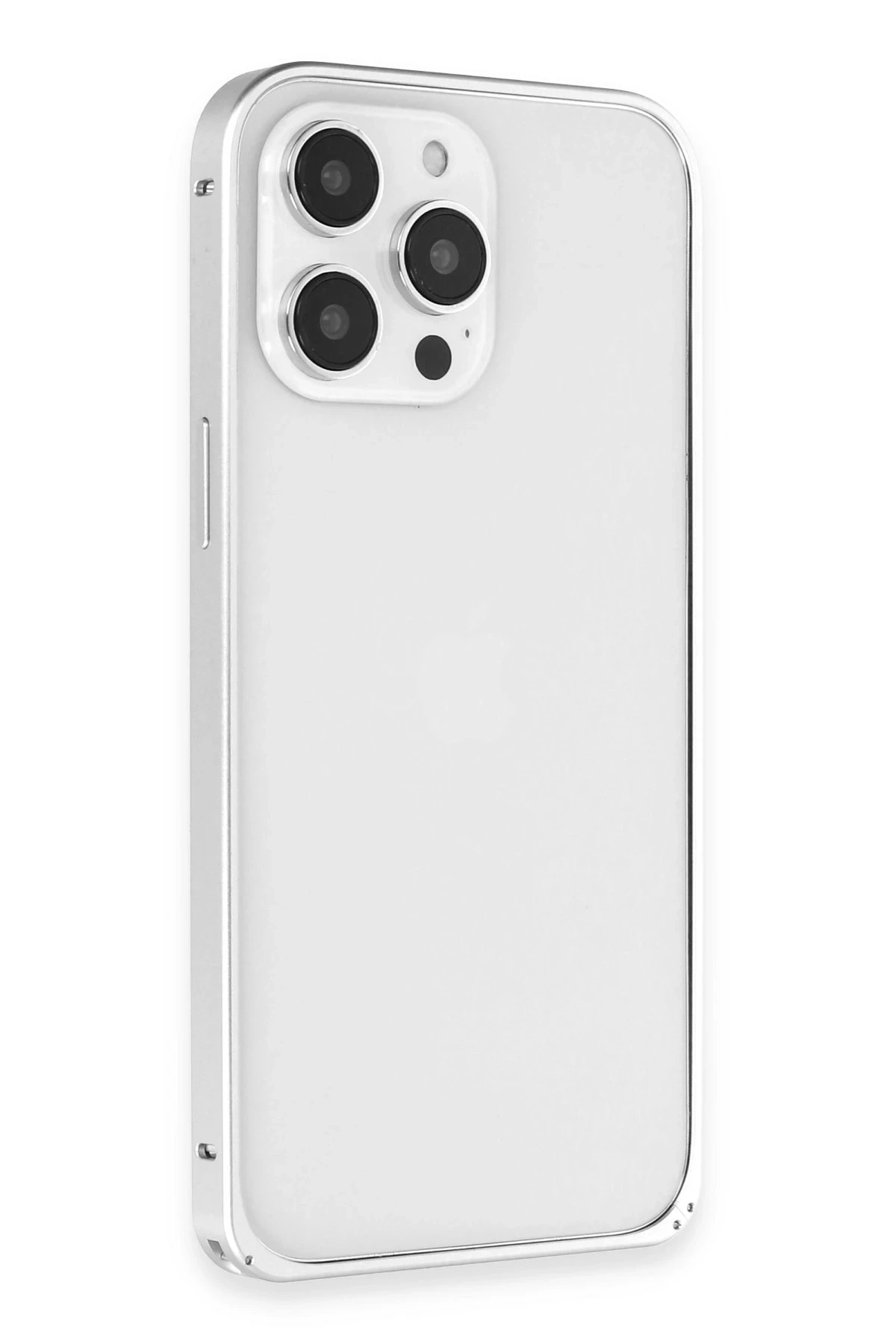 Joko iPhone 15 Pro Max Metal Bumper Mat Kapak - Gümüş