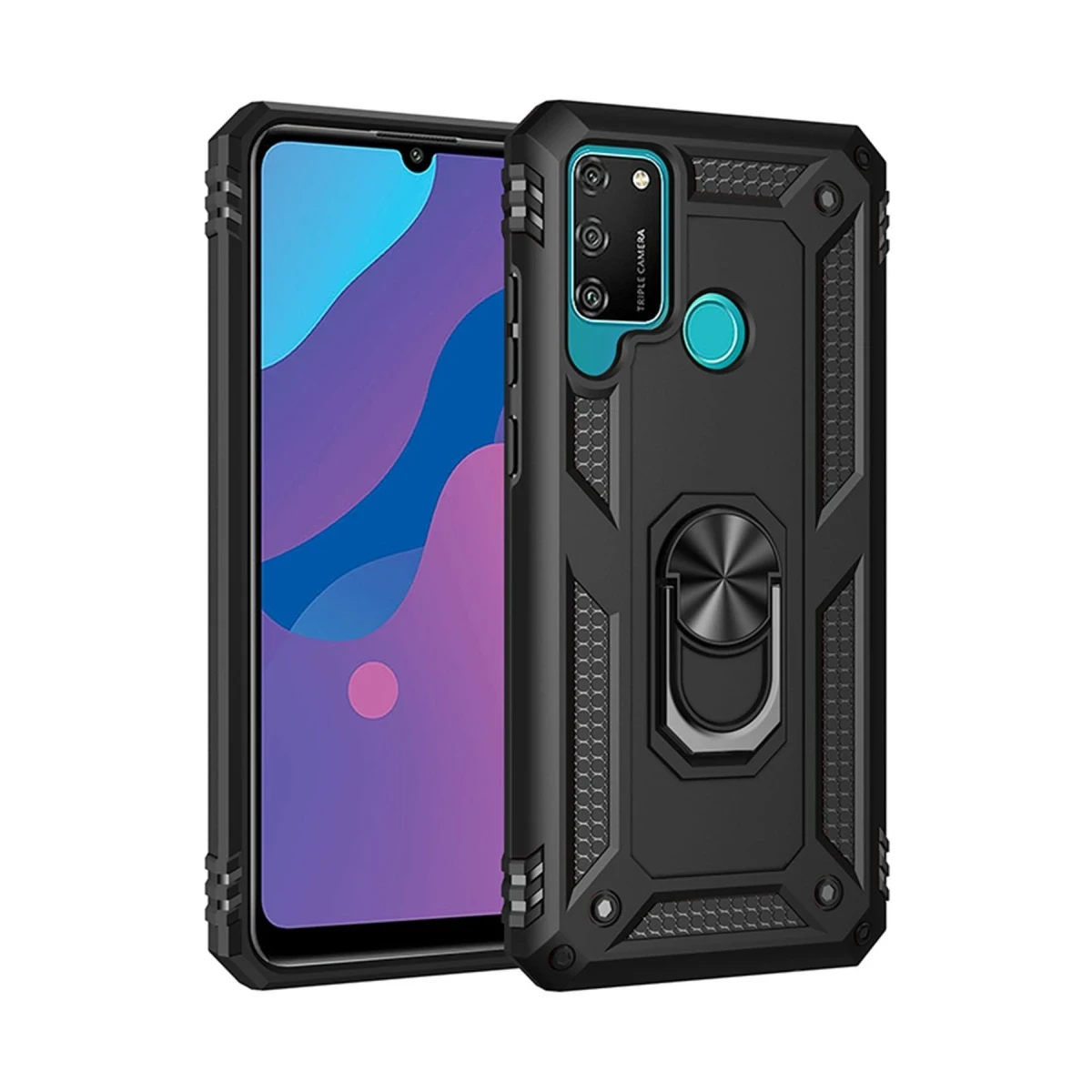 Newface Huawei Y6P Kılıf Sofya Yüzüklü Silikon Kapak - Siyah — görsel 2