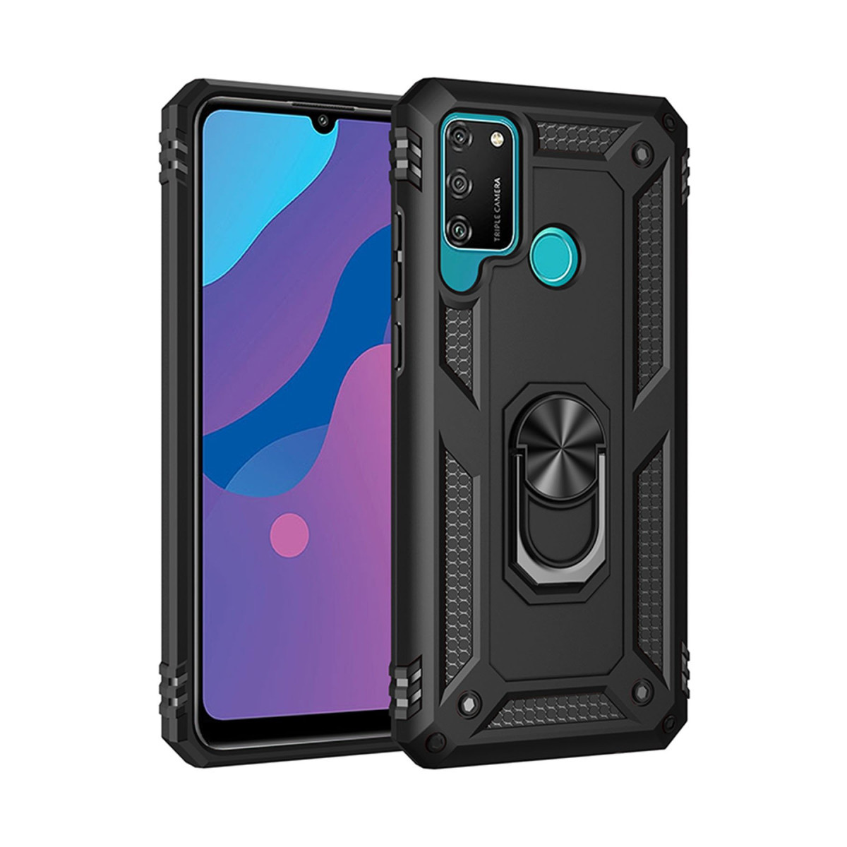Newface Huawei Y6P Kılıf Sofya Yüzüklü Silikon Kapak - Siyah — görsel 3