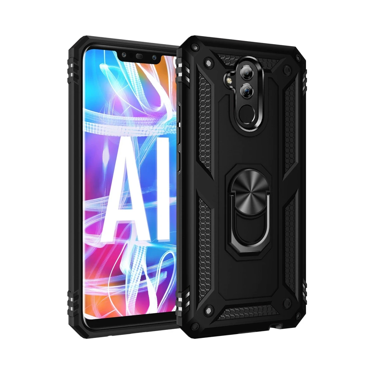 Newface Huawei Mate 20 Lite Kılıf Sofya Yüzüklü Silikon Kapak - Siyah — görsel 2