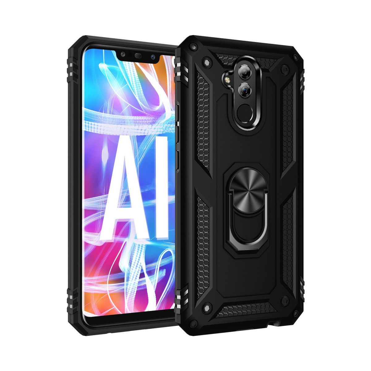 Newface Huawei Mate 20 Lite Kılıf Sofya Yüzüklü Silikon Kapak - Siyah — görsel 3