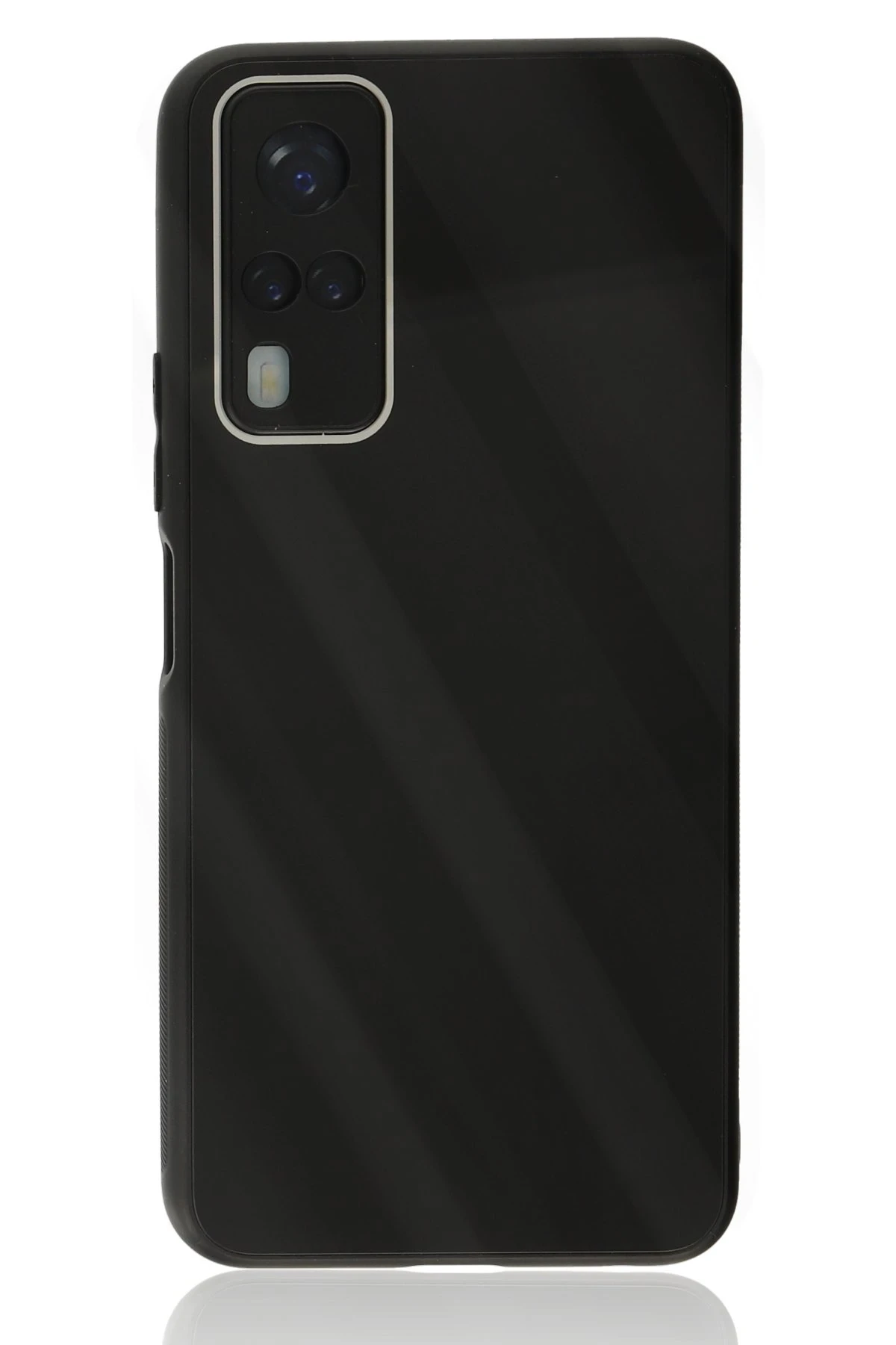 Newface Vivo Y53S Kılıf Glass Kapak - Siyah
