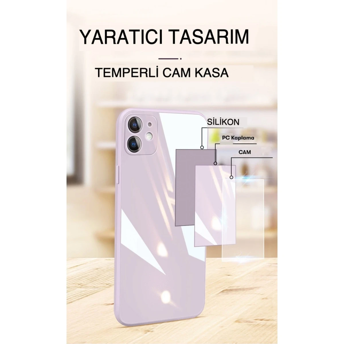 Newface Vivo Y53S Kılıf Glass Kapak - Siyah — görsel 9