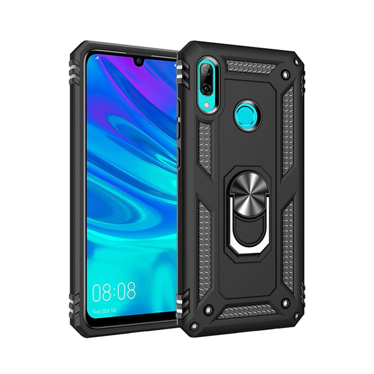 Newface Huawei P Smart 2019 Kılıf Sofya Yüzüklü Silikon Kapak - Siyah — görsel 2