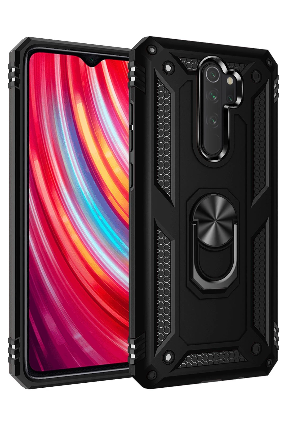 Newface Xiaomi Redmi Note 8 Pro Kılıf Sofya Yüzüklü Silikon Kapak - Siyah