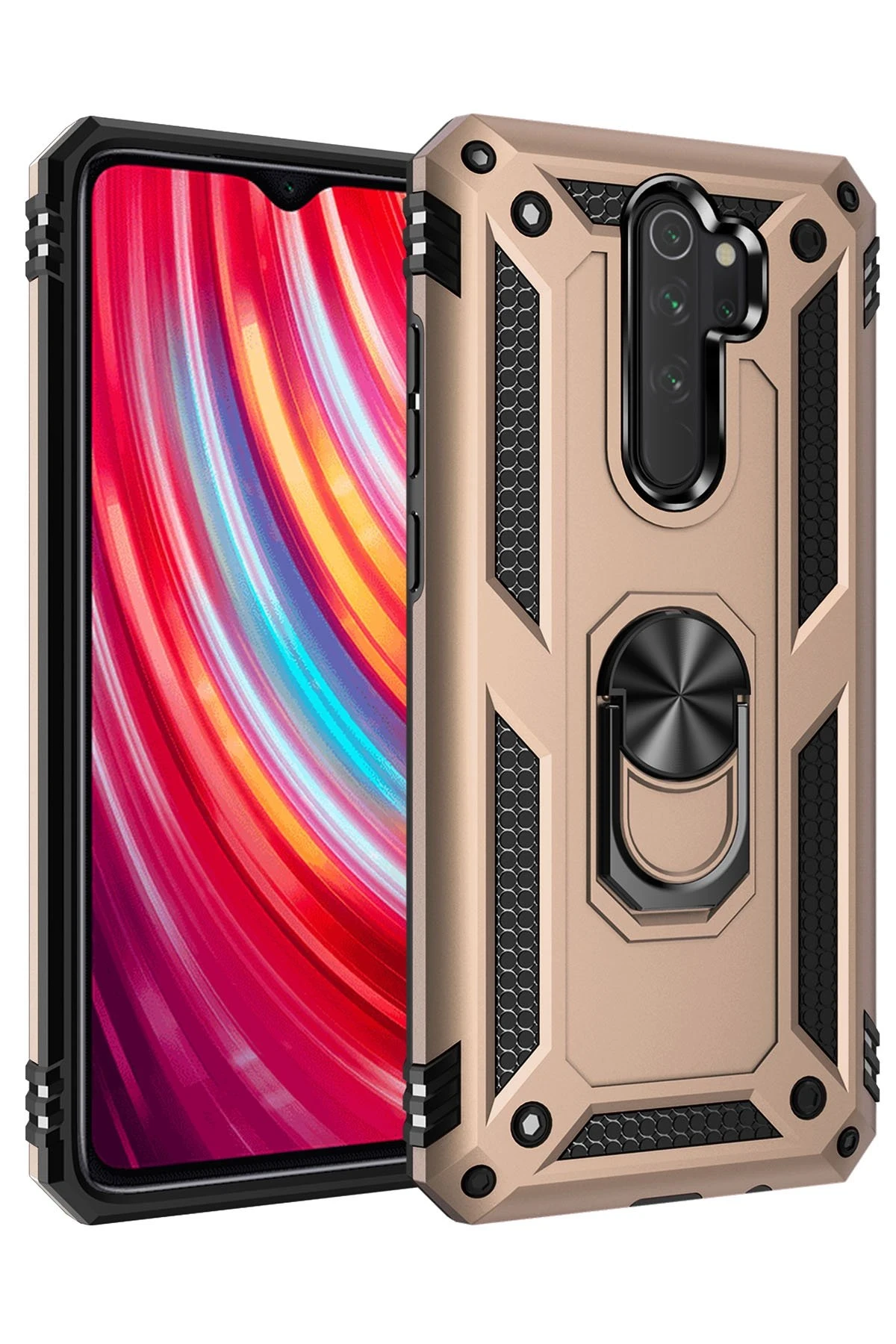 Newface Xiaomi Redmi Note 8 Pro Kılıf Sofya Yüzüklü Silikon Kapak - Gold