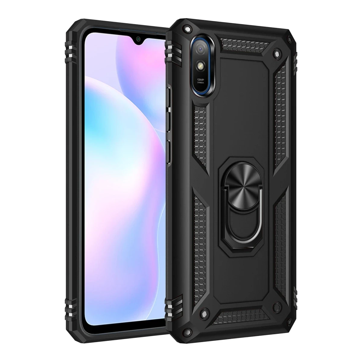Newface Xiaomi Redmi 9A Kılıf Sofya Yüzüklü Silikon Kapak - Siyah — görsel 2