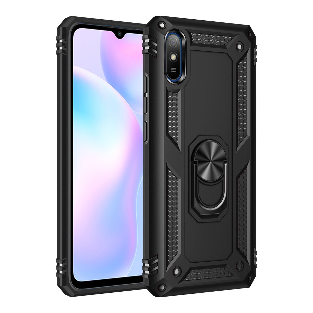 Newface Xiaomi Redmi 9A Kılıf Sofya Yüzüklü Silikon Kapak - Siyah — görsel 3