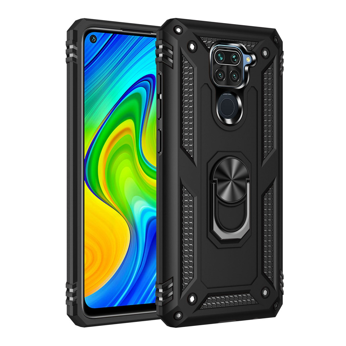Newface Xiaomi Redmi Note 9 Kılıf Sofya Yüzüklü Silikon Kapak - Siyah — görsel 3