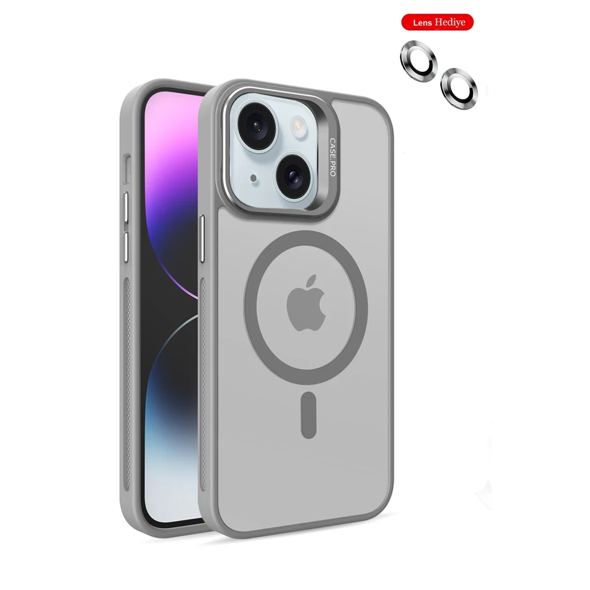 Joko Apple iPhone 14 Kılıf Flet Lens Magsafe Kapak - Gri
