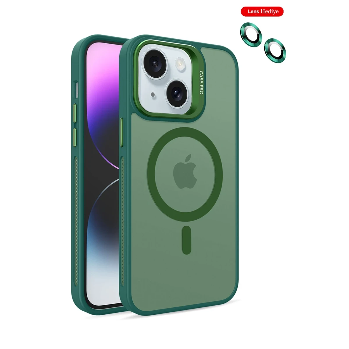 Joko Apple iPhone 14 Kılıf Flet Lens Magsafe Kapak - Koyu Yeşil