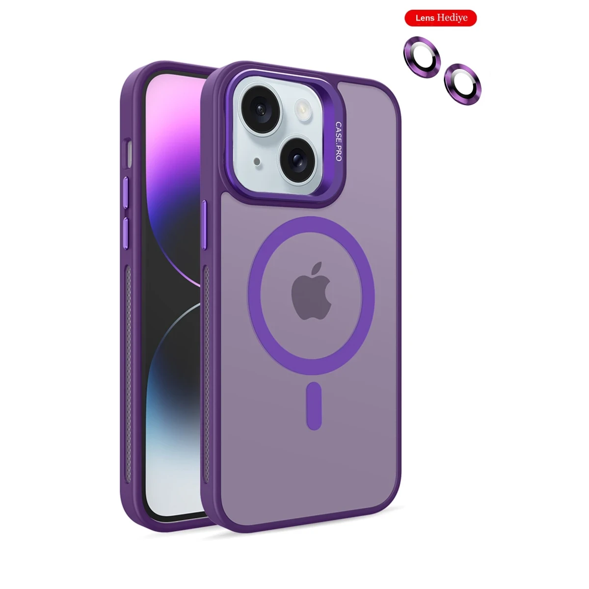 Joko Apple iPhone 14 Kılıf Flet Lens Magsafe Kapak - Derin Mor