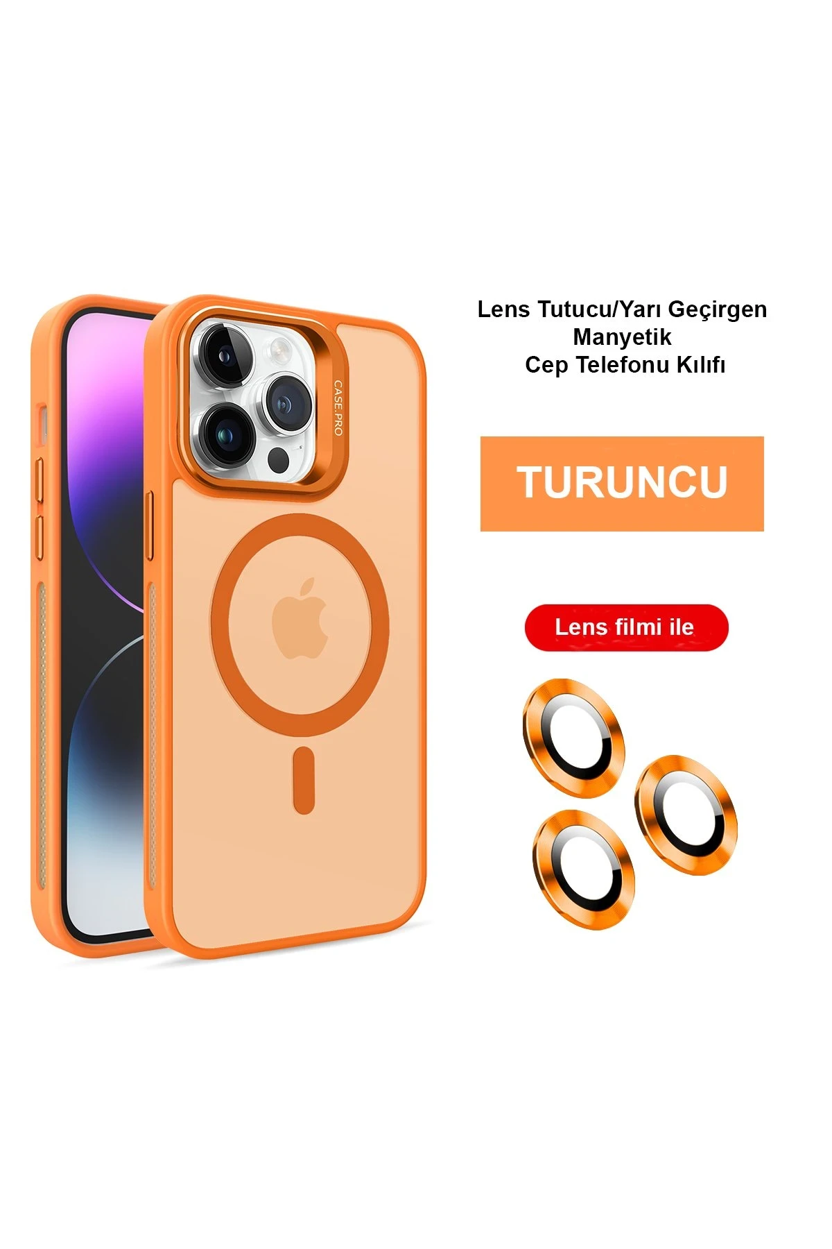 Joko iPhone 14 Pro Max Kılıf Flet Lens Magsafe Kapak - Turuncu