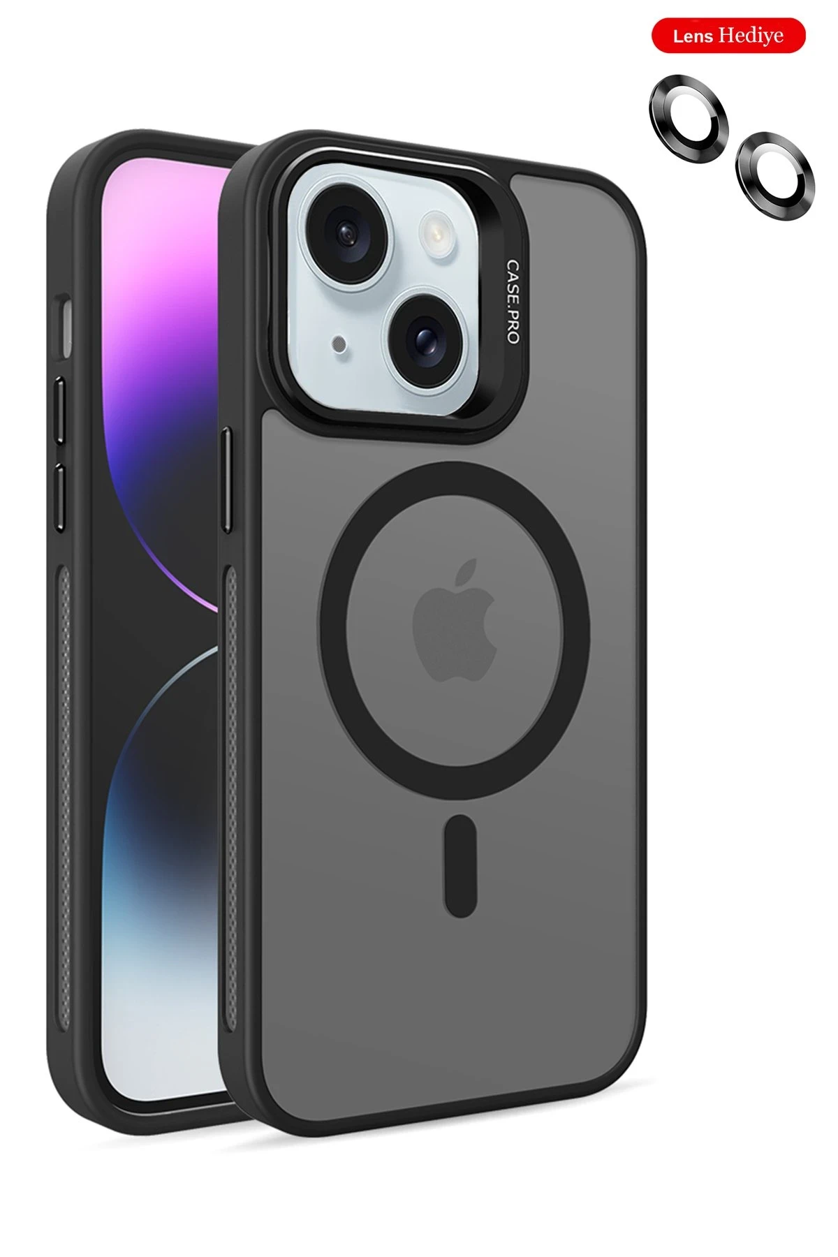 Joko Apple iPhone 15 Kılıf Flet Lens Magsafe Kapak - Siyah