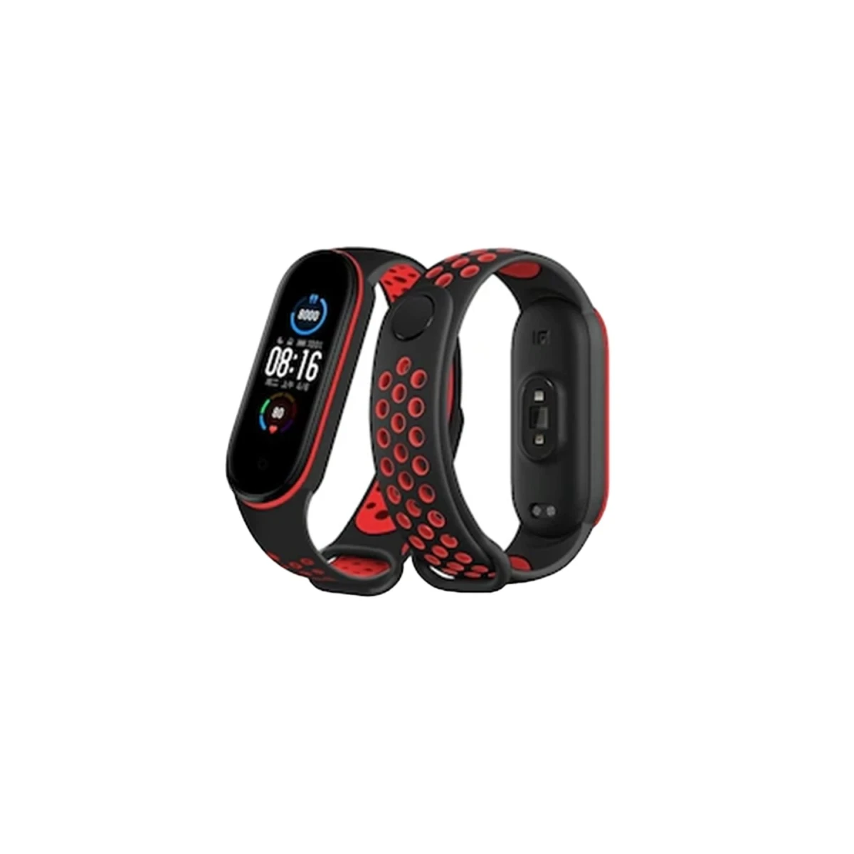 Newface Xiaomi Mi Band 4 Spor Delikli Kordon - Siyah-Kırmızı