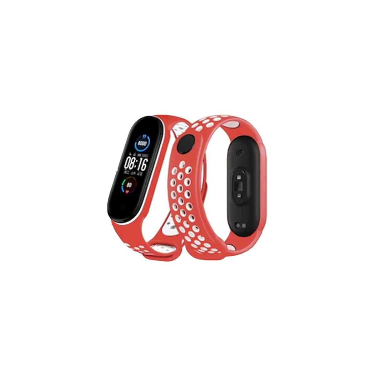 Newface Xiaomi Mi Band 4 Spor Delikli Kordon - Kırmızı-Beyaz
