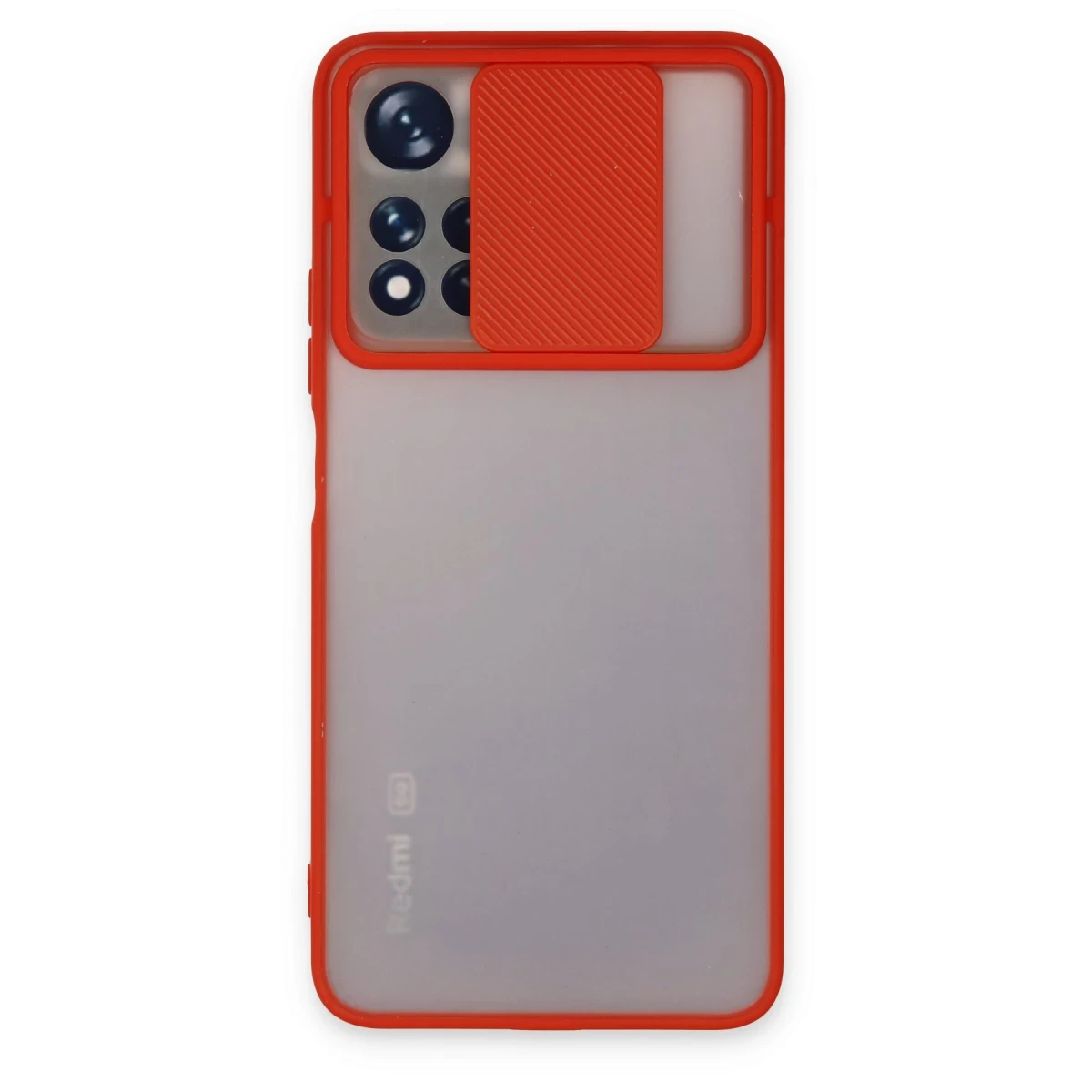 Newface Xiaomi Redmi Note 11 Pro Plus 5G Kılıf Palm Buzlu Kamera Sürgülü Silikon - Kırmızı