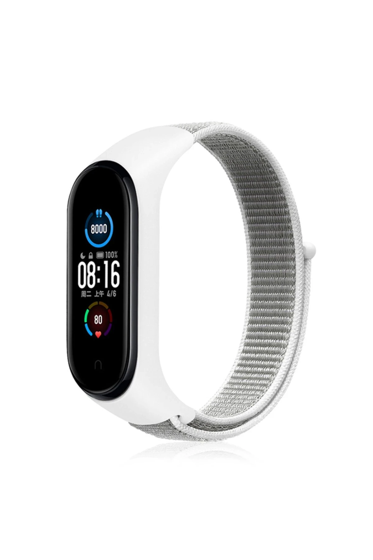 Newface Xiaomi Mi Band 4 Hasırlı Cırtcırtlı Kordon - Beyaz