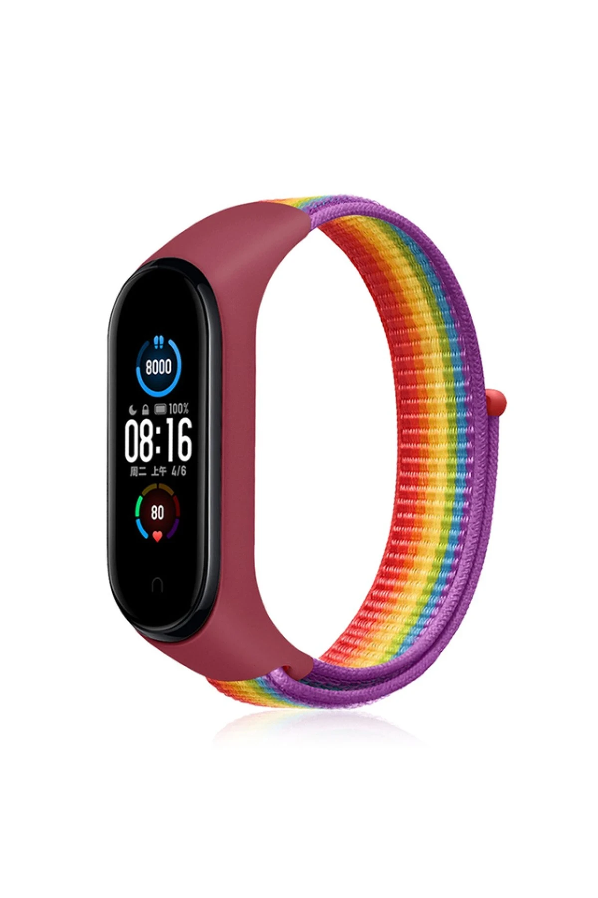 Newface Xiaomi Mi Band 4 Hasırlı Cırtcırtlı Kordon - Gökkuşağı 1