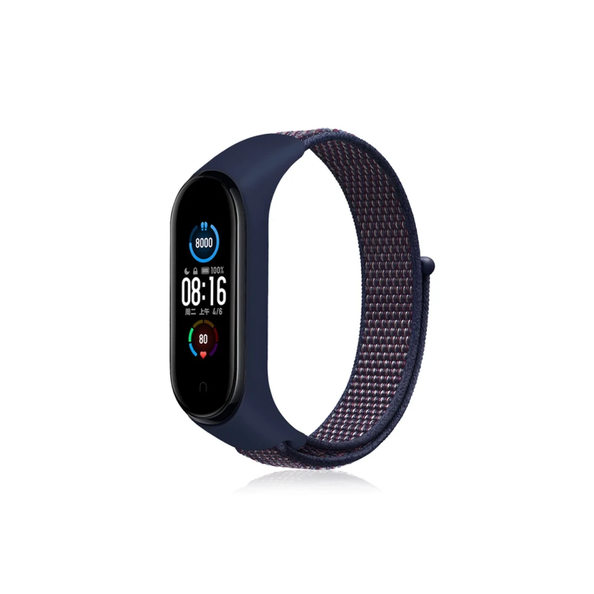 Newface Xiaomi Mi Band 4 Hasırlı Cırtcırtlı Kordon - Lacivert-Mor