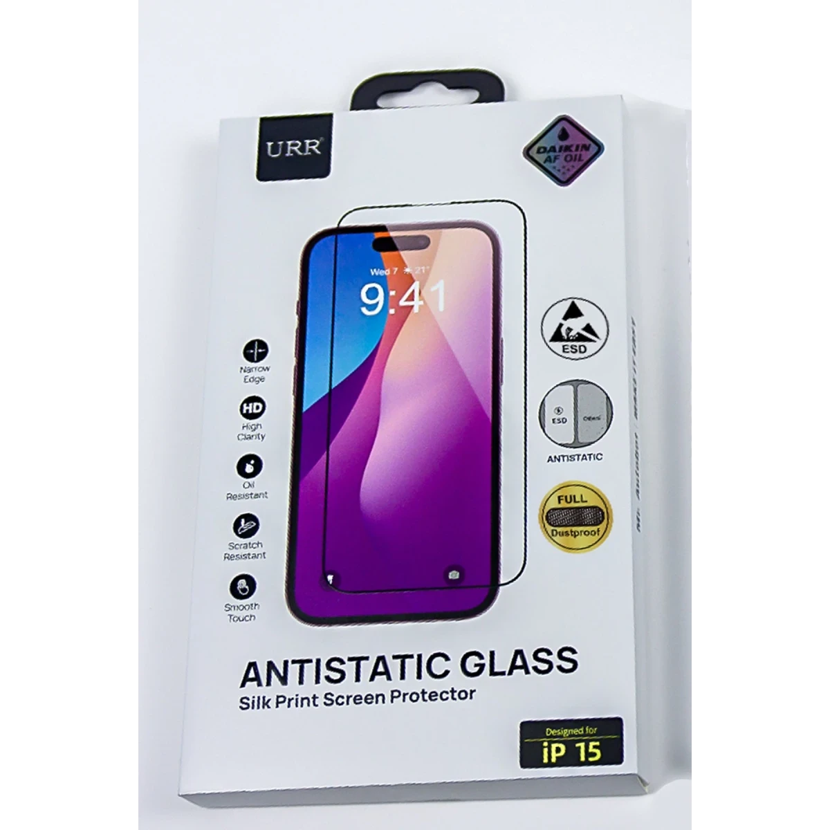 URR Apple iPhone 15 Pro 3D Anti Reflection AR Ultra HD Cam Ekran Koruyucu - Siyah
