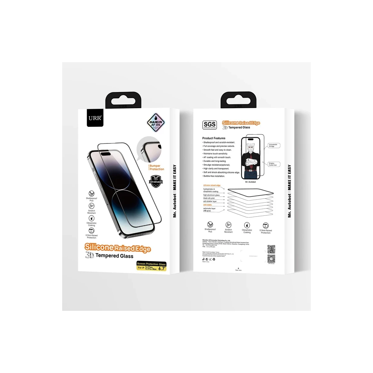 URR Apple iPhone 15 Pro 3D Silikon Edge HD Cam Ekran Koruyucu - Siyah