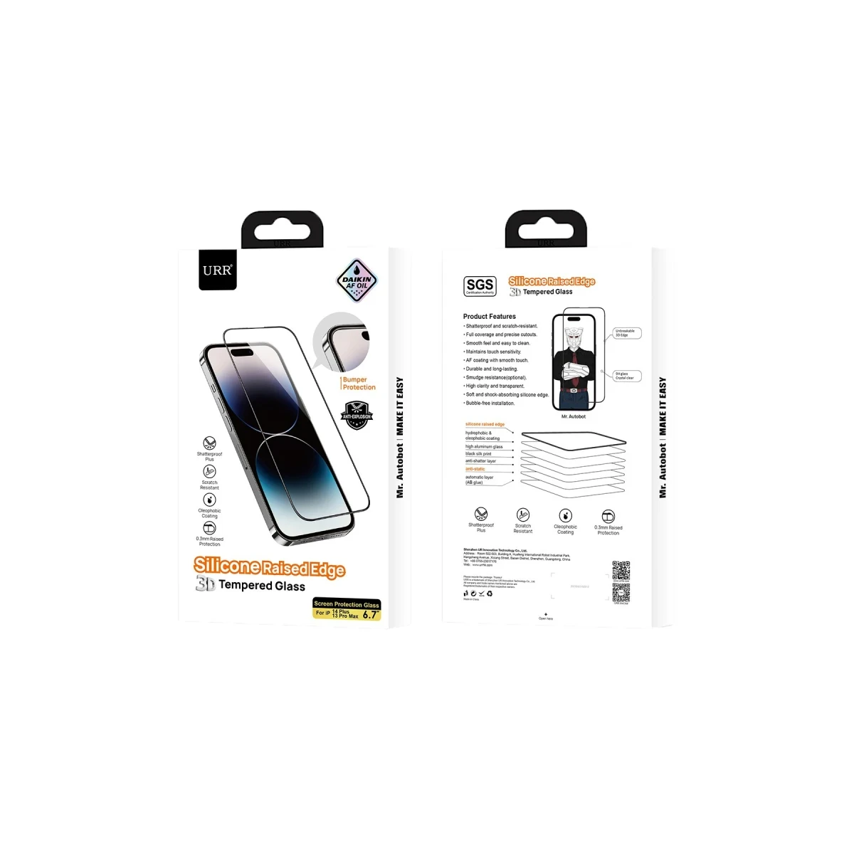 URR Apple iPhone 15 Pro 3D Silikon Edge HD Cam Ekran Koruyucu - Siyah