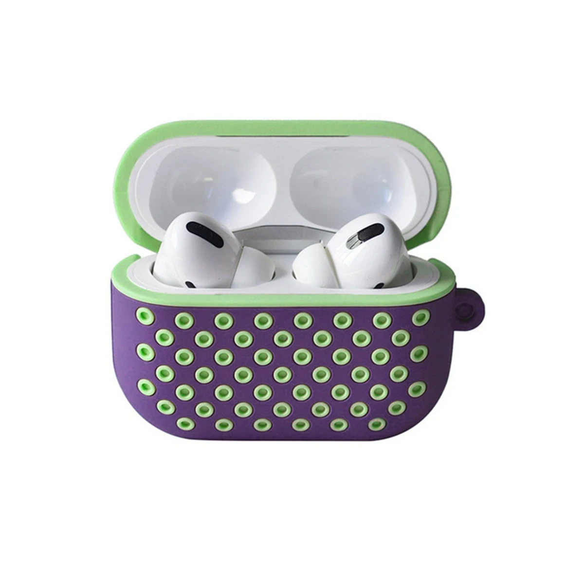 Newface Apple Airpods Pro 2 (2.nesil) Spor Delikli Kılıf - Lila-Yeşil