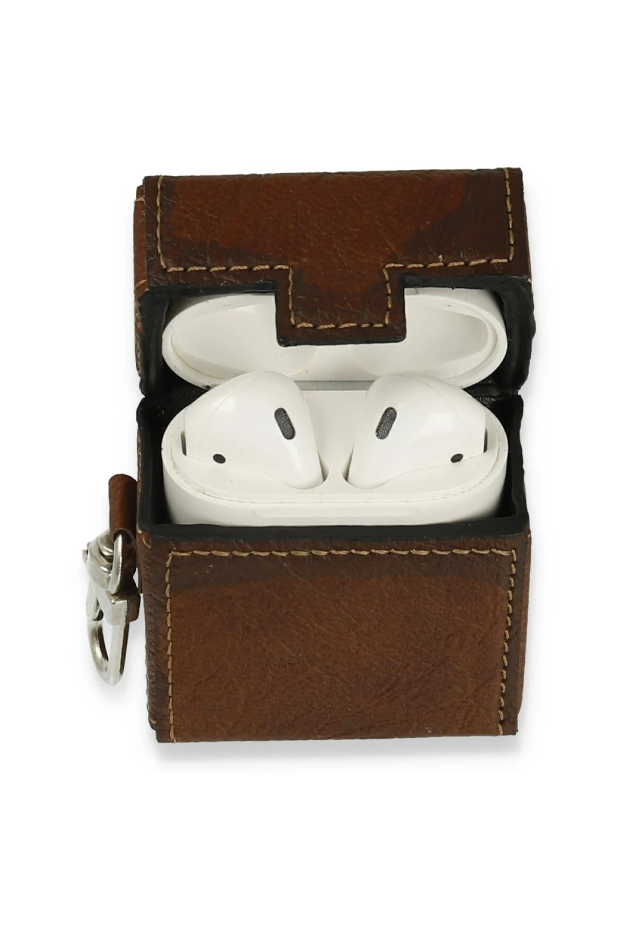 Newface Airpods 2 (2.nesil) Deri Kılıf - Kahverengi