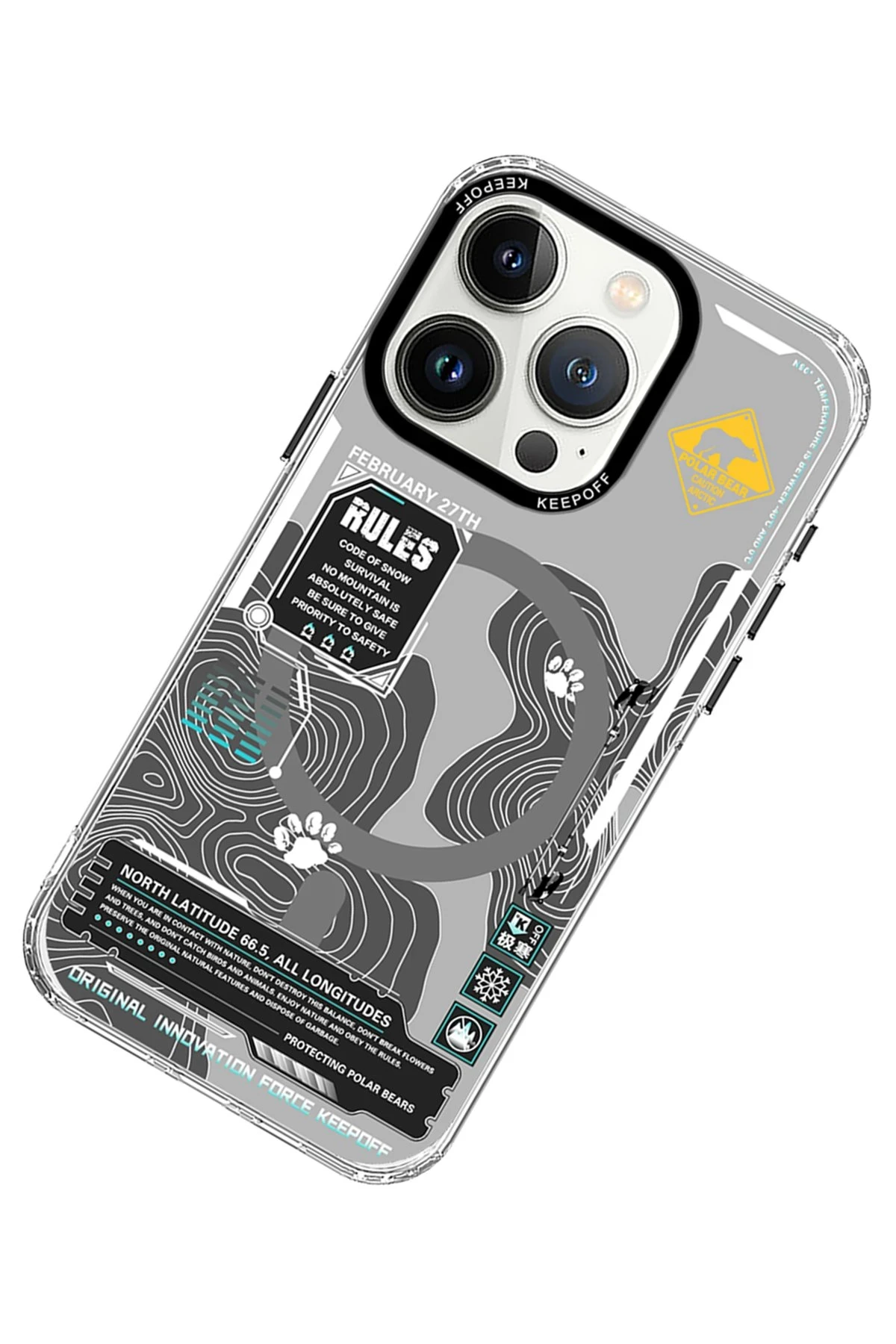 Keep Off Apple iPhone 15 Pro Max Map Magsafe Kapak - Snowfield — görsel 3