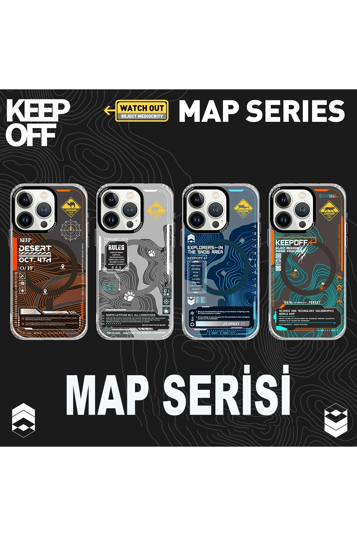 Keep Off Apple iPhone 15 Pro Max Map Magsafe Kapak - Snowfield — görsel 6
