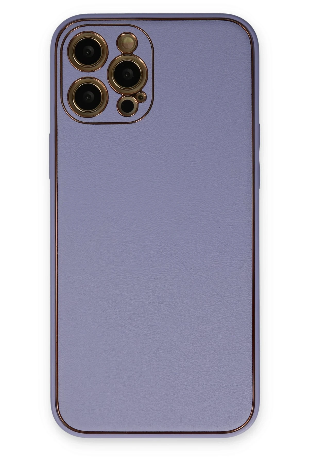 Newface iPhone 12 Pro Max Kılıf Coco Deri Silikon Kapak - Açık Lila